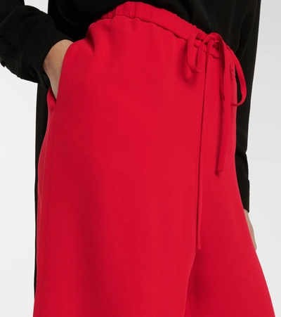 Shop Valentino High-rise Wide Leg Silk Cady Pants In Red