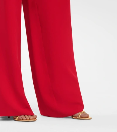 Shop Valentino High-rise Wide Leg Silk Cady Pants In Red