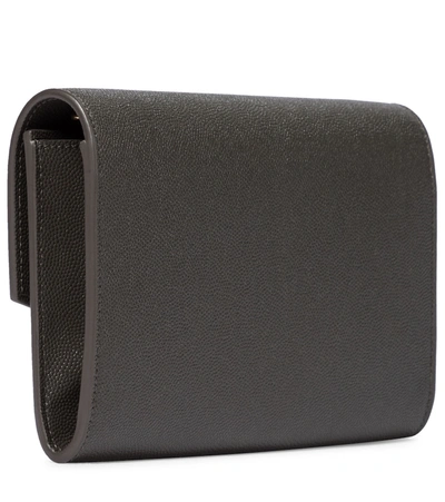 Shop Saint Laurent Uptown Leather Clutch In Grey