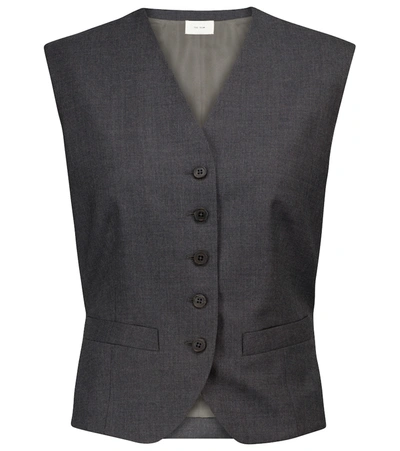 Shop The Row Vega Wool Gabardine Vest In Grey