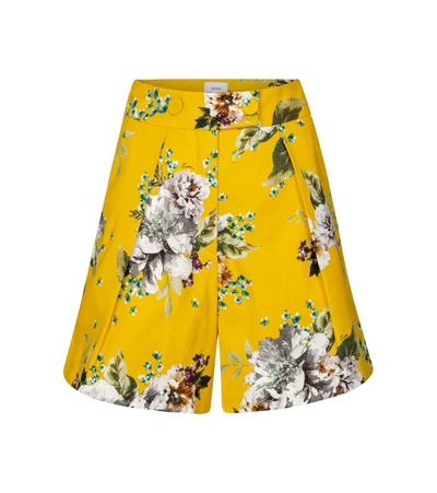 Shop Erdem Howard Floral Cotton-blend Shorts In Yellow