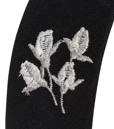 Shop Erdem Floral-embroidered Headband In Black