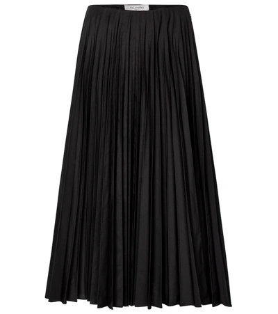 Shop Valentino Micro-faille Midi Skirt In Black