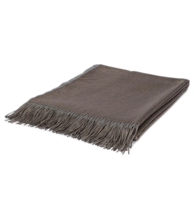 Shop Brunello Cucinelli Fringed Silk Blanket In Brown