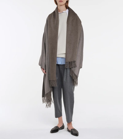 Brunello Cucinelli Fringed Silk Blanket In Brown