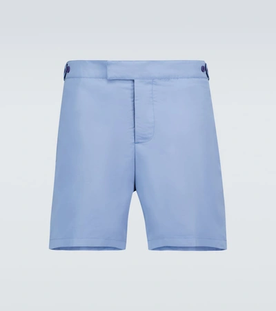 Shop Frescobol Carioca Classic Short-length Swim Shorts In Blue