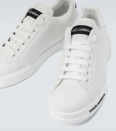 Shop Dolce & Gabbana Port Light Leather Sneakers In White