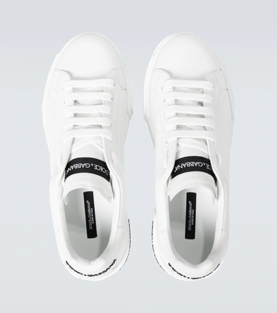 Shop Dolce & Gabbana Port Light Leather Sneakers In White