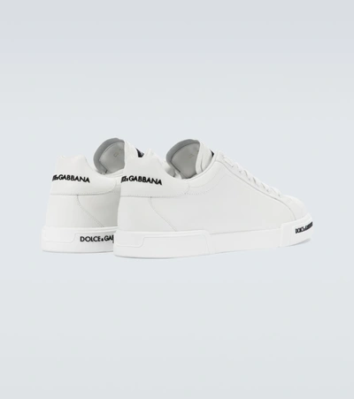 Shop Dolce & Gabbana Port Light Leather Sneakers In White