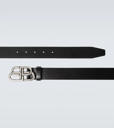 Shop Balenciaga Bb Large Leather Belt In Black