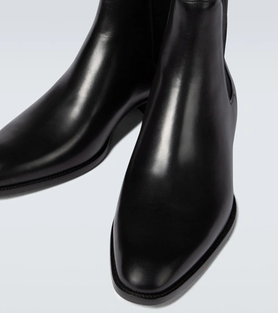 Shop Saint Laurent Wyatt Leather Chelsea Boots In Black