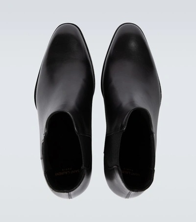 Shop Saint Laurent Wyatt Leather Chelsea Boots In Black