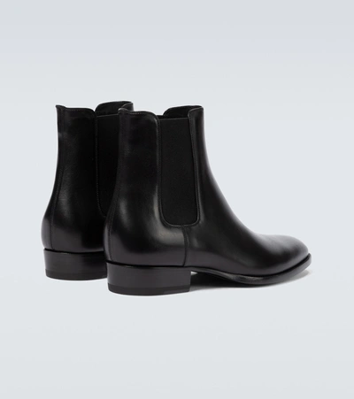 Shop Saint Laurent Wyatt Leather Chelsea Boots In Black