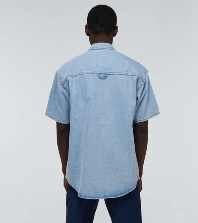 Shop Nanushka Avery Short-sleeved Denim Shirt In Blue