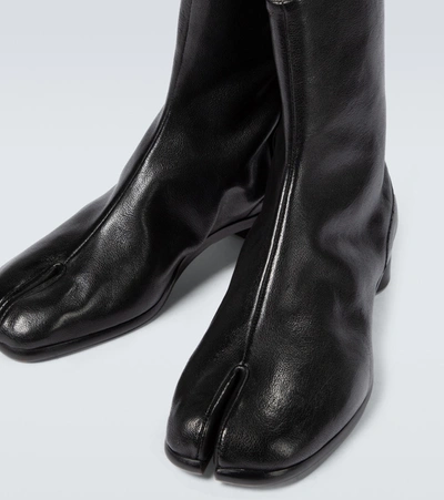 Shop Maison Margiela Tabi Grainy Leather Boots In Black