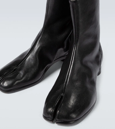 Maison Margiela Vintage Leather Tabi Boots In Black