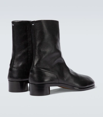 Maison Margiela Vintage Leather Tabi Boots In Black