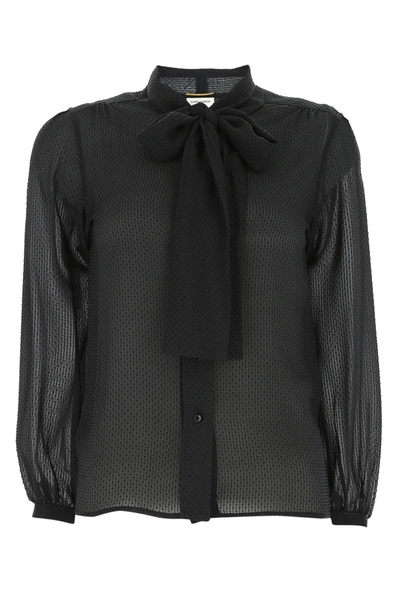 Shop Saint Laurent Sheer Blouse In Black