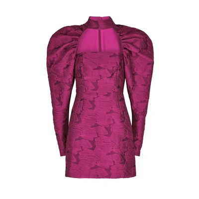 Shop Rotate Birger Christensen Kaya Dark Pink Jacquard Mini Dress