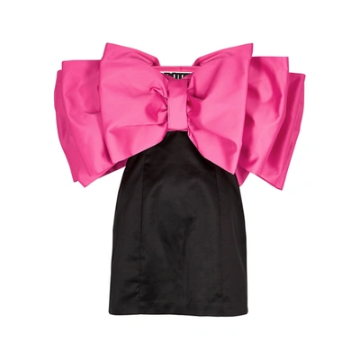 Shop Rotate Birger Christensen Natalie Bow-embellished Satin Mini Dress In Pink