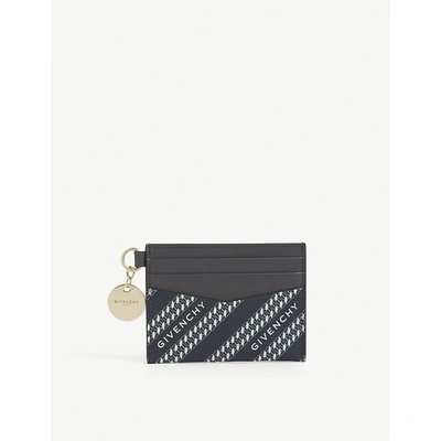 Shop Givenchy Logo-print Cotton-blend Card Holder In Oil Blue
