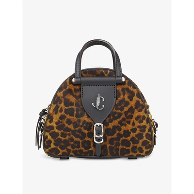 Shop Jimmy Choo Varenne Mini Leopard-print Pony Hair And Leather Bowling Bag In Natural/silver