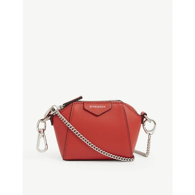 Shop Givenchy Antigona Baby Leather Purse In Light Red