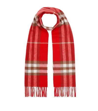 Shop Burberry The Classic Check Cashmere Scarf In Red