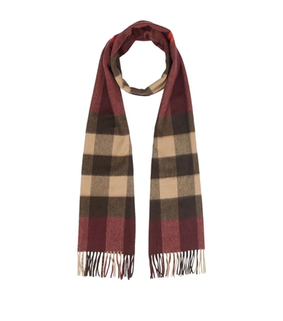 Shop Burberry Check Cashmere Scarf In Red