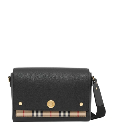 Shop Burberry Leather Vintage Check Note Cross-body Bag In Black