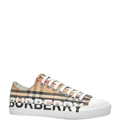 Shop Burberry Logo-print Vintage Check Sneakers In Neutrals