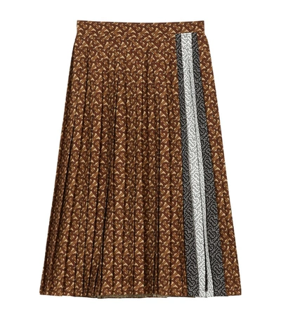 Shop Burberry Monogram Stripe Pleated Skirt