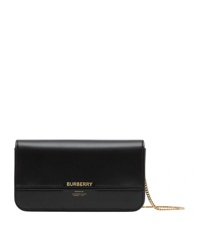 Shop Burberry Leather Logo Clutch Bag