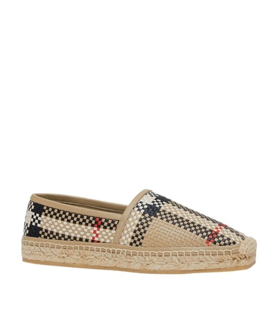 Shop Burberry Check-print Latticed Espadrilles