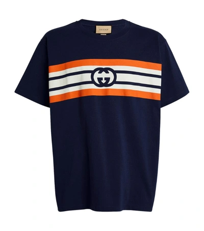 interlocking g stripe print t shirt