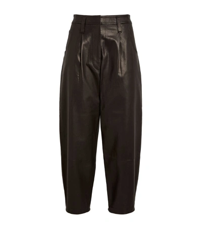 Shop Frame Leather Barrel Trousers