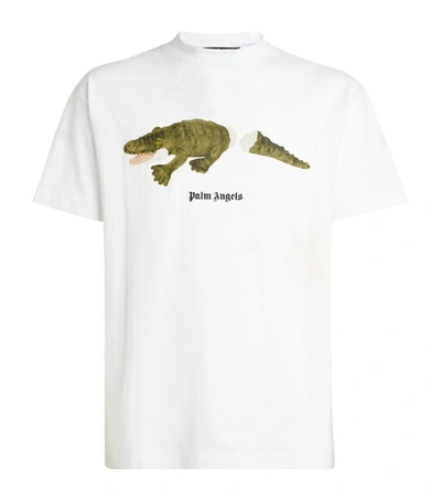 Shop Palm Angels Cotton Crocodile T-shirt In White