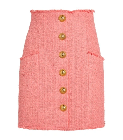 Shop Balmain Tweed Button-front Mini Skirt