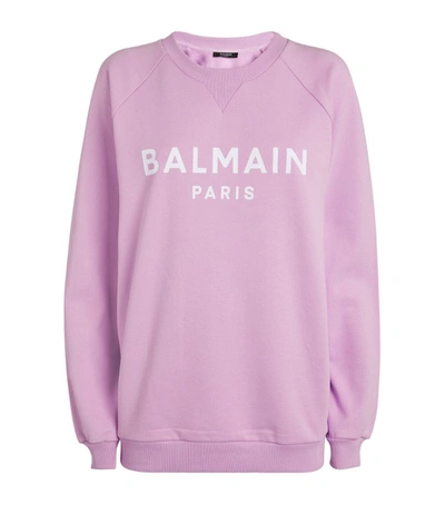 Shop Balmain Flocked Logo Sweatshirt