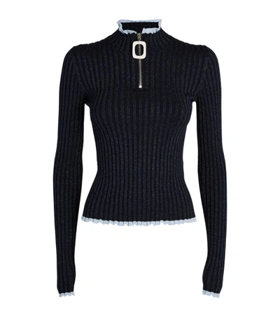 Shop Jw Anderson Ribbed Half-zip Sweater