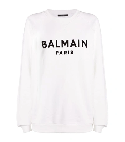Shop Balmain Flocked Logo Sweatshirt