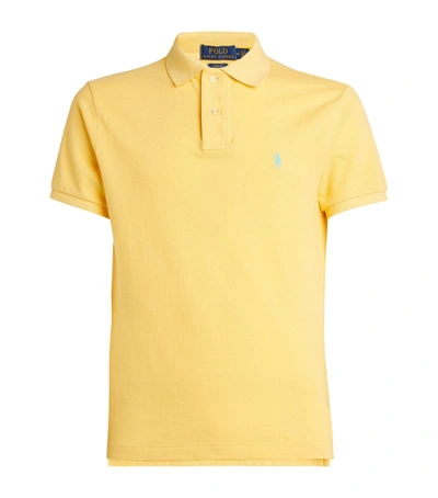 Shop Polo Ralph Lauren Cotton Mesh Slim-fit Polo Shirt In Yellow