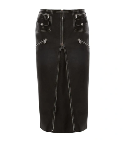 Shop Alexander Mcqueen Leather Midi Skirt