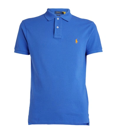 Shop Polo Ralph Lauren Cotton Mesh Slim-fit Polo Shirt In Blue