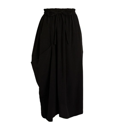 Shop Yohji Yamamoto Gathered Midi Skirt