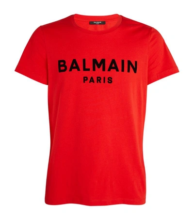 Shop Balmain Flocked Logo T-shirt