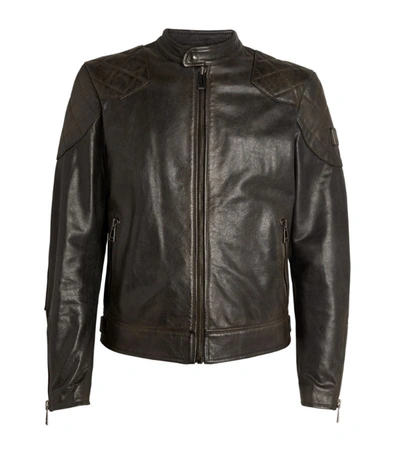 Shop Belstaff Leather Quilted-shoulder Jacket