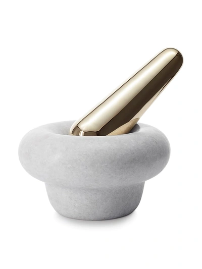 Shop Tom Dixon Stone Pestle And Mortar Set In White