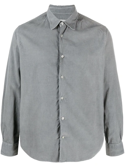 Shop Officine Generale Pointed-collar Corduroy Shirt In Grey