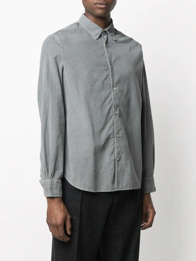 Shop Officine Generale Pointed-collar Corduroy Shirt In Grey